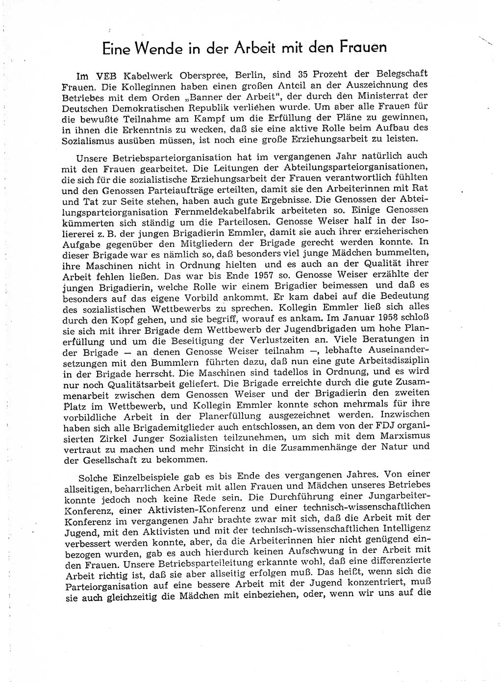 Neuer Weg (NW), Organ des Zentralkomitees (ZK) der SED (Sozialistische Einheitspartei Deutschlands) fÃ¼r Fragen des Parteiaufbaus und des Parteilebens, [Deutsche Demokratische Republik (DDR)] 13. Jahrgang 1958, Seite 854 (NW ZK SED DDR 1958, S. 854)