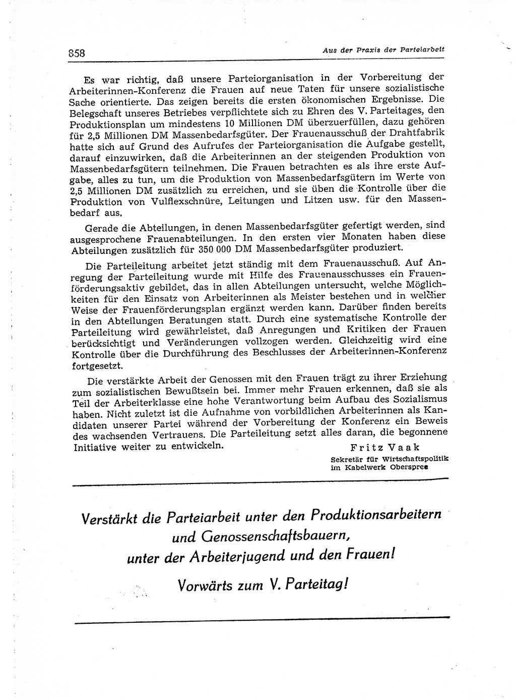 Neuer Weg (NW), Organ des Zentralkomitees (ZK) der SED (Sozialistische Einheitspartei Deutschlands) für Fragen des Parteiaufbaus und des Parteilebens, [Deutsche Demokratische Republik (DDR)] 13. Jahrgang 1958, Seite 858 (NW ZK SED DDR 1958, S. 858)