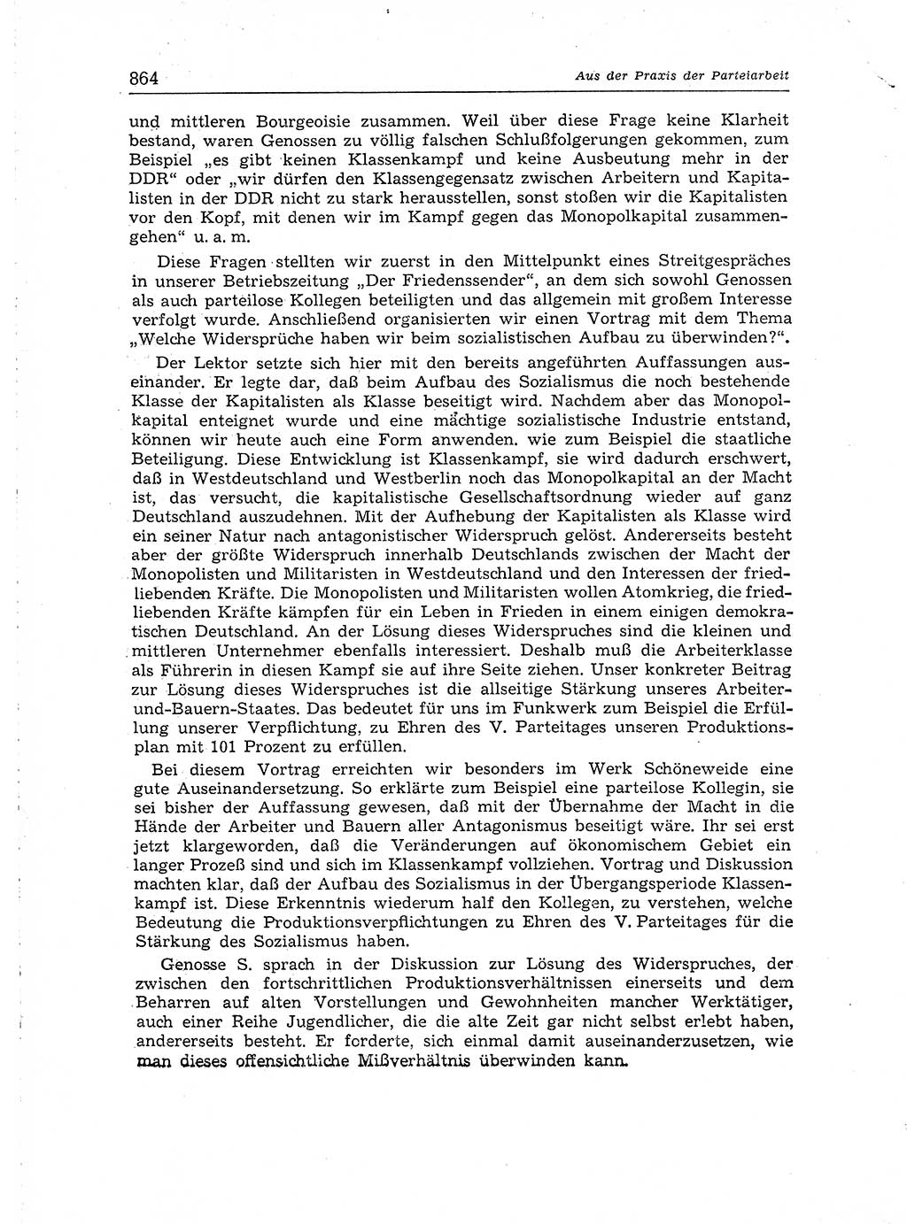 Neuer Weg (NW), Organ des Zentralkomitees (ZK) der SED (Sozialistische Einheitspartei Deutschlands) für Fragen des Parteiaufbaus und des Parteilebens, [Deutsche Demokratische Republik (DDR)] 13. Jahrgang 1958, Seite 864 (NW ZK SED DDR 1958, S. 864)