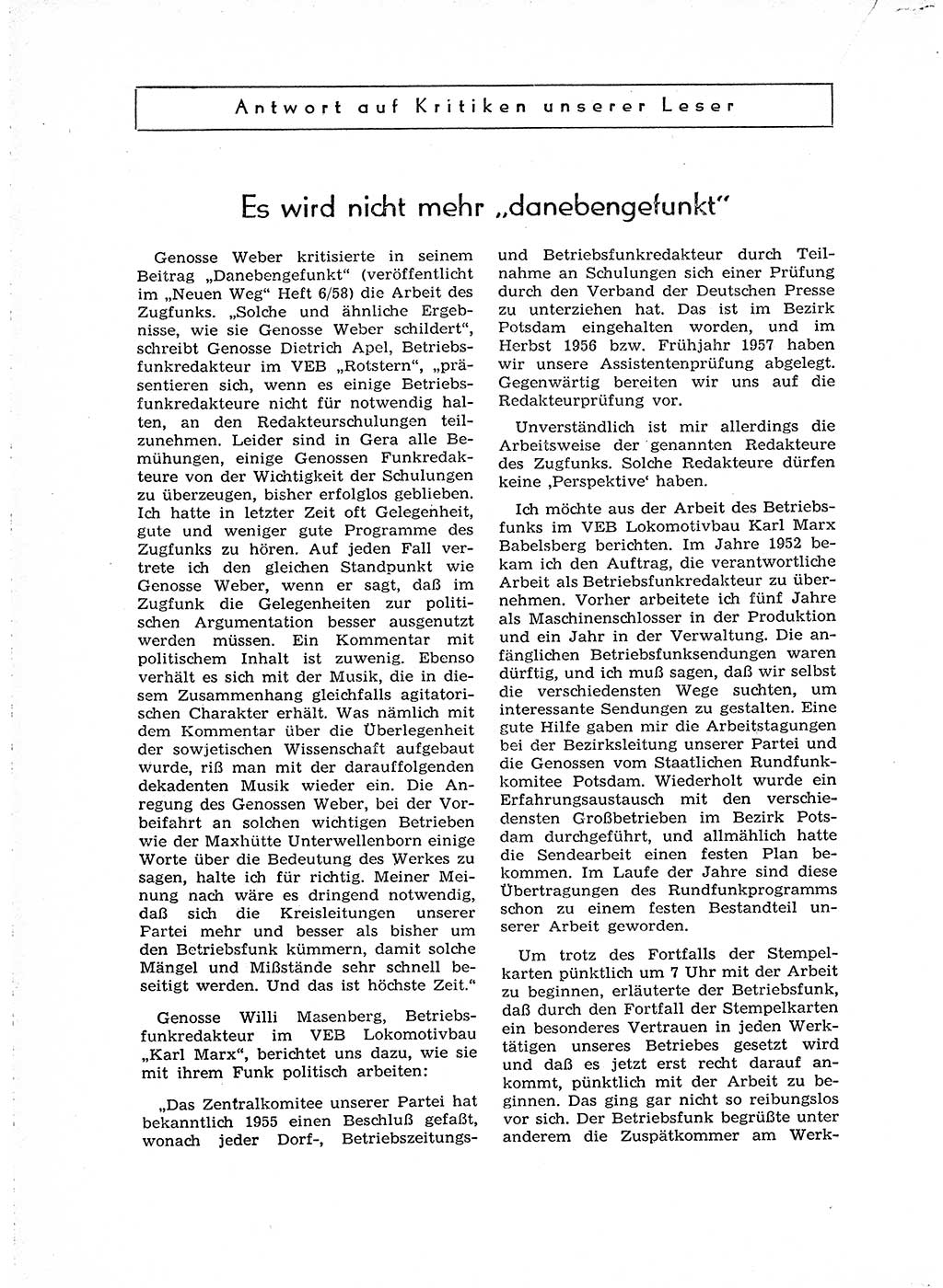 Neuer Weg (NW), Organ des Zentralkomitees (ZK) der SED (Sozialistische Einheitspartei Deutschlands) für Fragen des Parteiaufbaus und des Parteilebens, [Deutsche Demokratische Republik (DDR)] 13. Jahrgang 1958, Seite 868 (NW ZK SED DDR 1958, S. 868)
