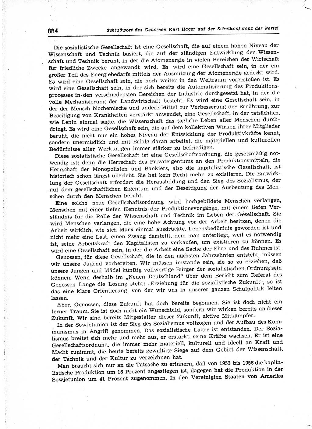 Neuer Weg (NW), Organ des Zentralkomitees (ZK) der SED (Sozialistische Einheitspartei Deutschlands) für Fragen des Parteiaufbaus und des Parteilebens, [Deutsche Demokratische Republik (DDR)] 13. Jahrgang 1958, Seite 884 (NW ZK SED DDR 1958, S. 884)