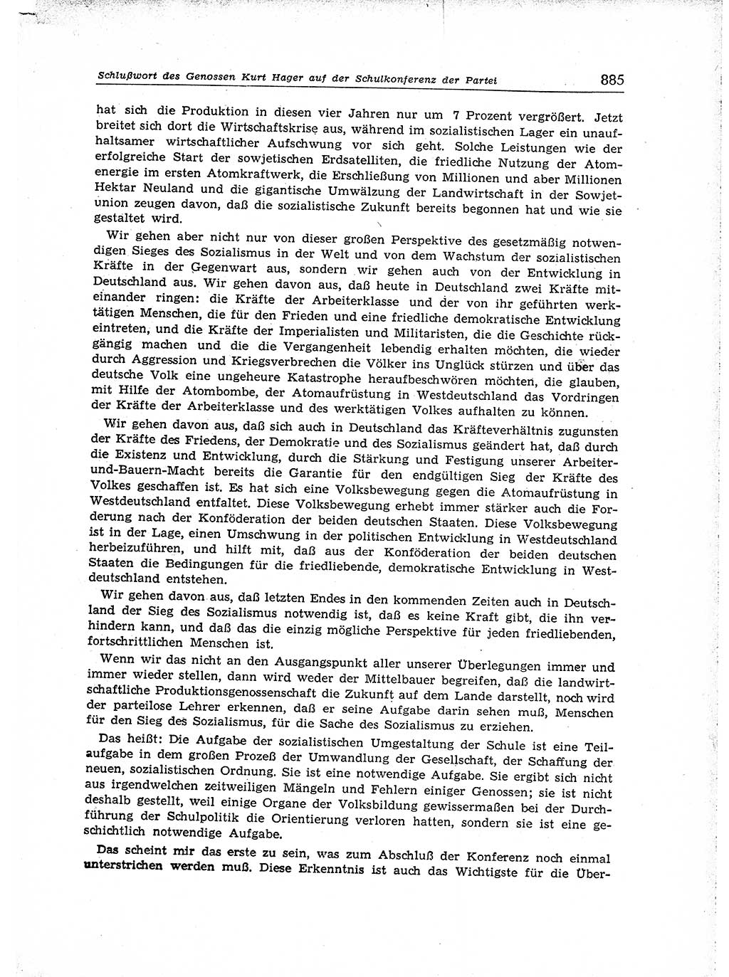 Neuer Weg (NW), Organ des Zentralkomitees (ZK) der SED (Sozialistische Einheitspartei Deutschlands) für Fragen des Parteiaufbaus und des Parteilebens, [Deutsche Demokratische Republik (DDR)] 13. Jahrgang 1958, Seite 885 (NW ZK SED DDR 1958, S. 885)