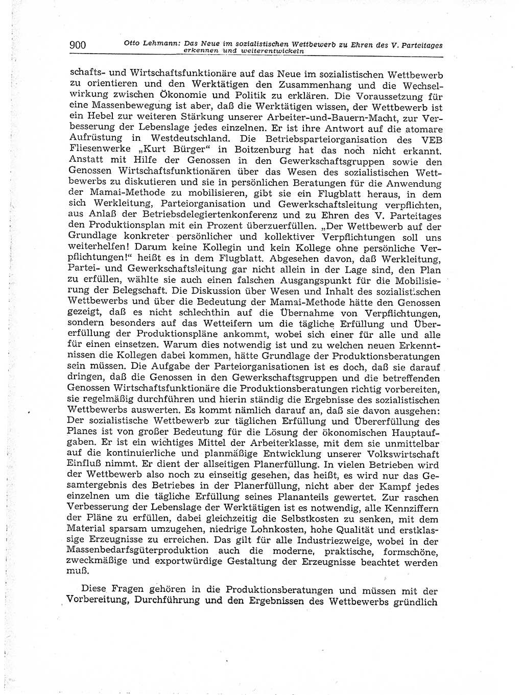 Neuer Weg (NW), Organ des Zentralkomitees (ZK) der SED (Sozialistische Einheitspartei Deutschlands) für Fragen des Parteiaufbaus und des Parteilebens, [Deutsche Demokratische Republik (DDR)] 13. Jahrgang 1958, Seite 900 (NW ZK SED DDR 1958, S. 900)