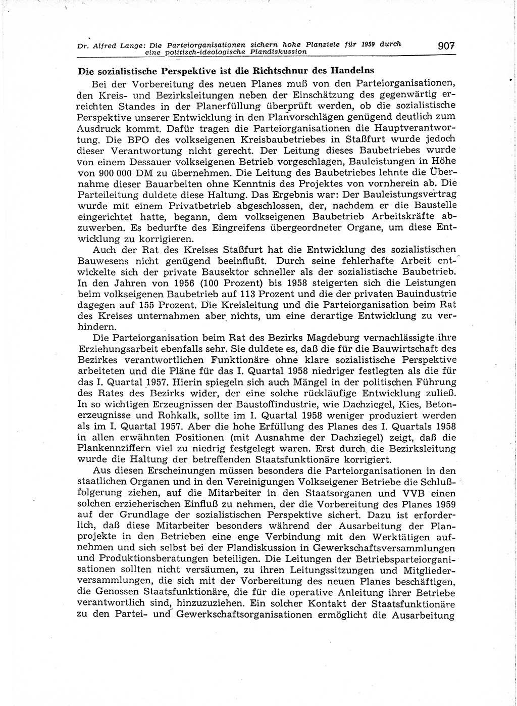 Neuer Weg (NW), Organ des Zentralkomitees (ZK) der SED (Sozialistische Einheitspartei Deutschlands) für Fragen des Parteiaufbaus und des Parteilebens, [Deutsche Demokratische Republik (DDR)] 13. Jahrgang 1958, Seite 907 (NW ZK SED DDR 1958, S. 907)