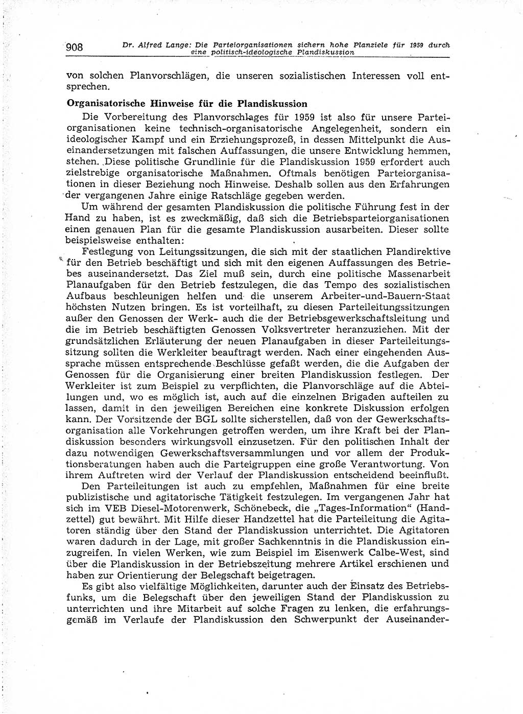 Neuer Weg (NW), Organ des Zentralkomitees (ZK) der SED (Sozialistische Einheitspartei Deutschlands) für Fragen des Parteiaufbaus und des Parteilebens, [Deutsche Demokratische Republik (DDR)] 13. Jahrgang 1958, Seite 908 (NW ZK SED DDR 1958, S. 908)