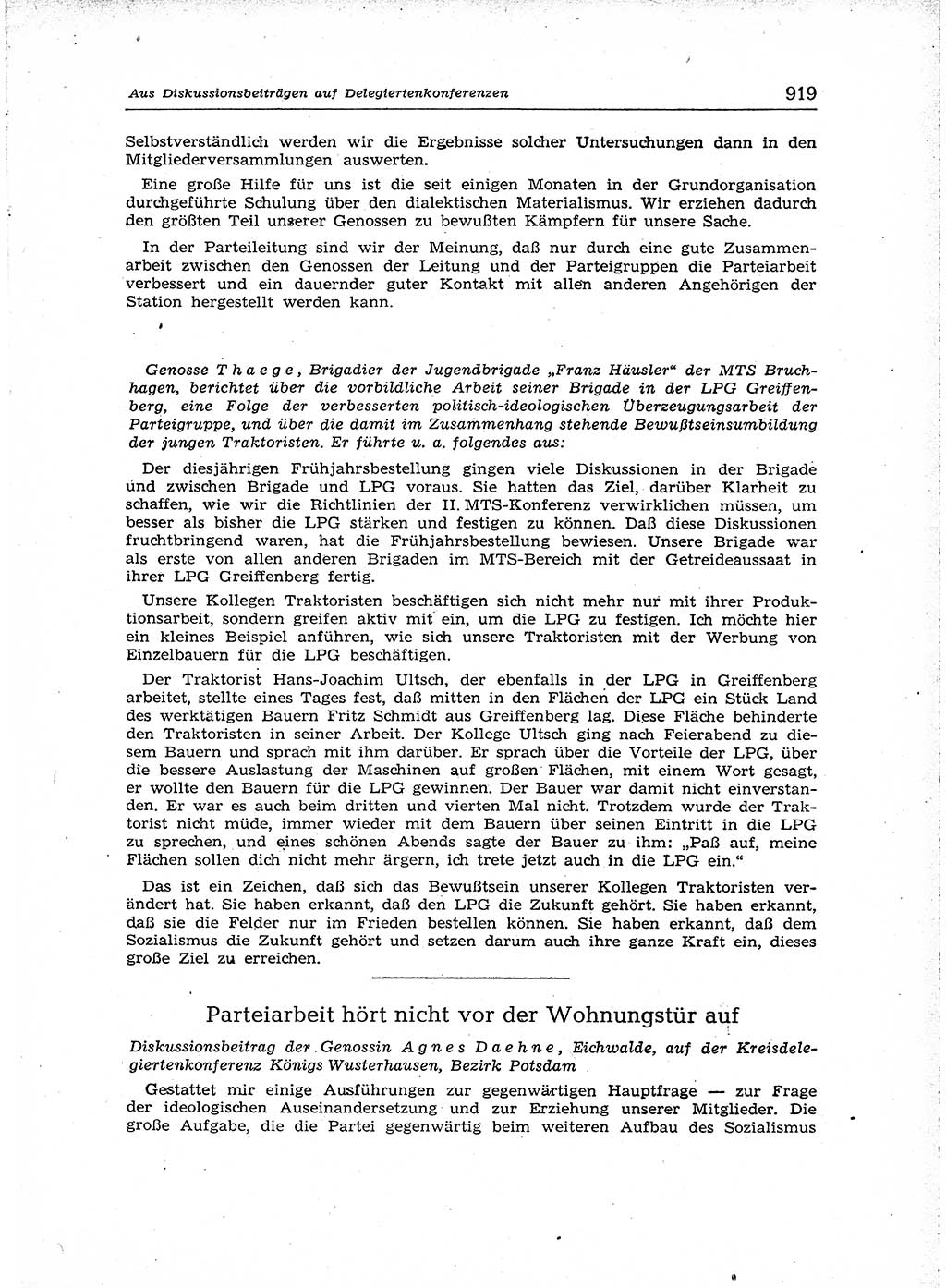 Neuer Weg (NW), Organ des Zentralkomitees (ZK) der SED (Sozialistische Einheitspartei Deutschlands) für Fragen des Parteiaufbaus und des Parteilebens, [Deutsche Demokratische Republik (DDR)] 13. Jahrgang 1958, Seite 919 (NW ZK SED DDR 1958, S. 919)