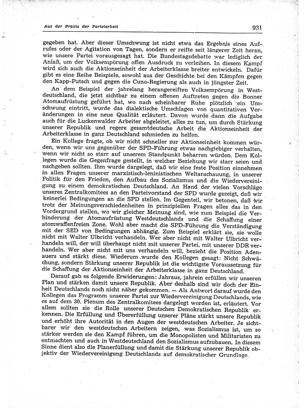 Neuer Weg (NW), Organ des Zentralkomitees (ZK) der SED (Sozialistische Einheitspartei Deutschlands) für Fragen des Parteiaufbaus und des Parteilebens, [Deutsche Demokratische Republik (DDR)] 13. Jahrgang 1958, Seite 931 (NW ZK SED DDR 1958, S. 931)