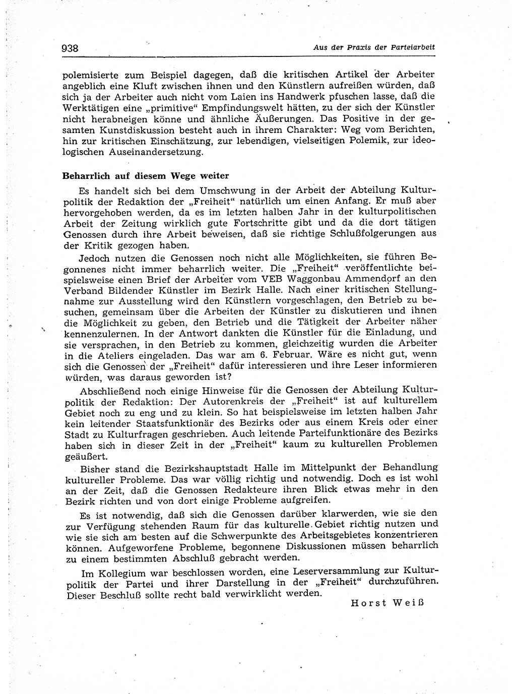 Neuer Weg (NW), Organ des Zentralkomitees (ZK) der SED (Sozialistische Einheitspartei Deutschlands) für Fragen des Parteiaufbaus und des Parteilebens, [Deutsche Demokratische Republik (DDR)] 13. Jahrgang 1958, Seite 938 (NW ZK SED DDR 1958, S. 938)