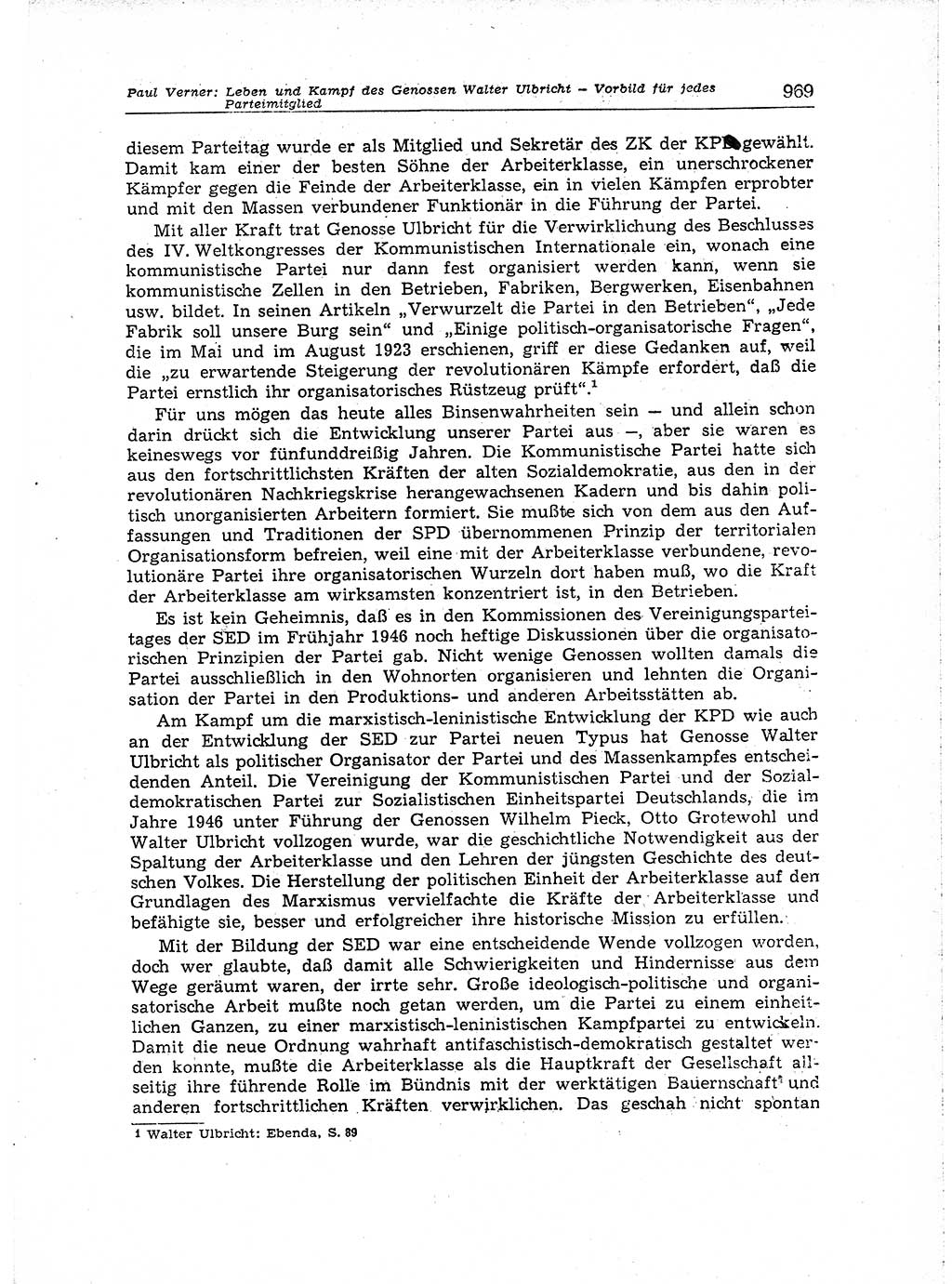 Neuer Weg (NW), Organ des Zentralkomitees (ZK) der SED (Sozialistische Einheitspartei Deutschlands) fÃ¼r Fragen des Parteiaufbaus und des Parteilebens, [Deutsche Demokratische Republik (DDR)] 13. Jahrgang 1958, Seite 969 (NW ZK SED DDR 1958, S. 969)