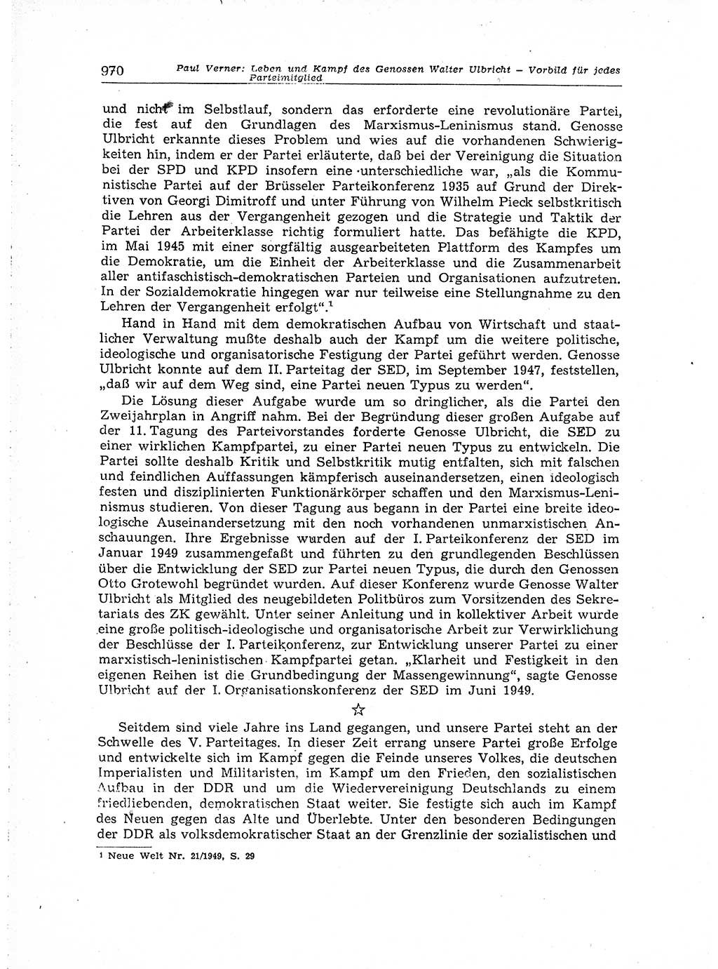 Neuer Weg (NW), Organ des Zentralkomitees (ZK) der SED (Sozialistische Einheitspartei Deutschlands) für Fragen des Parteiaufbaus und des Parteilebens, [Deutsche Demokratische Republik (DDR)] 13. Jahrgang 1958, Seite 970 (NW ZK SED DDR 1958, S. 970)