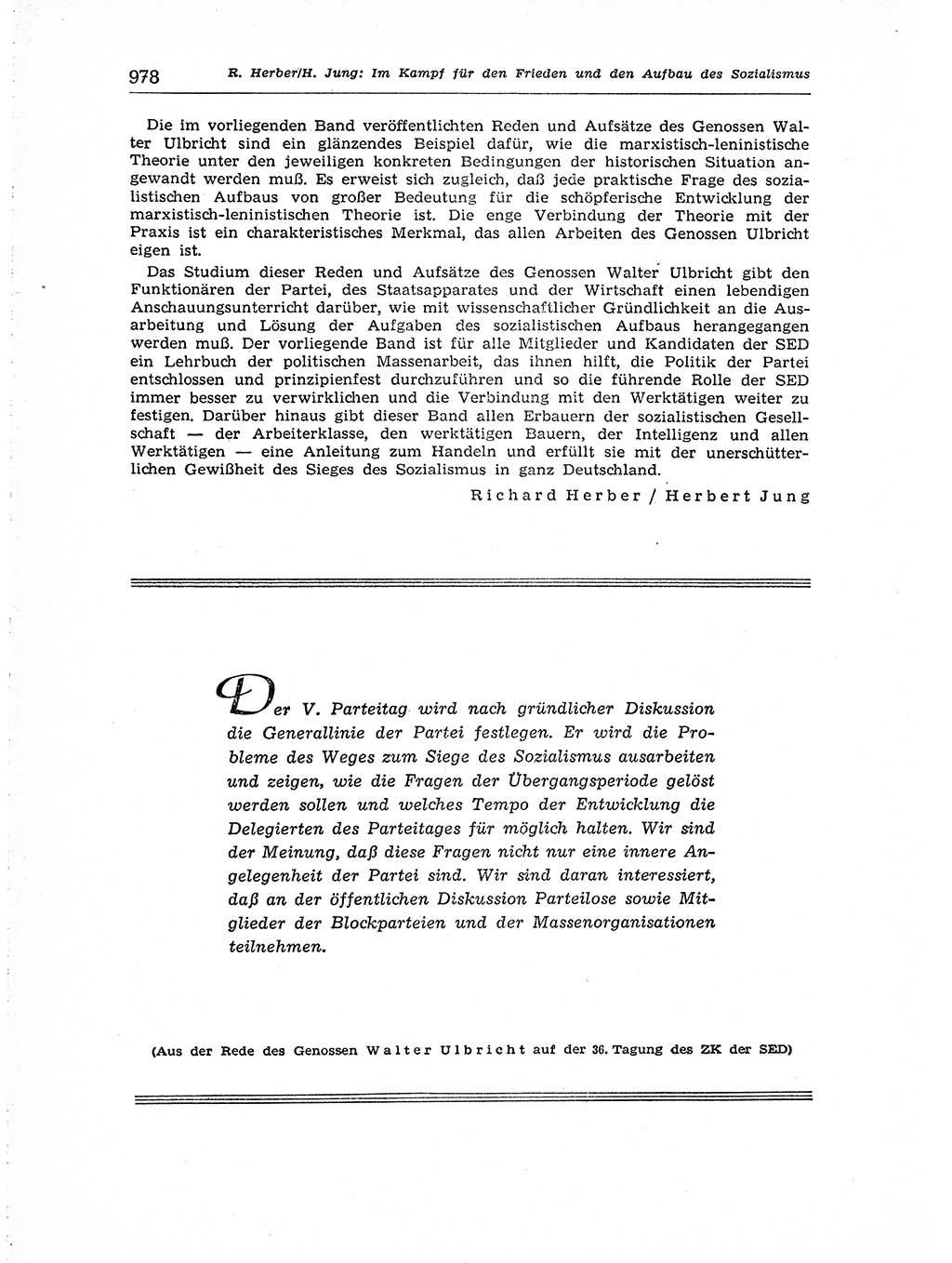 Neuer Weg (NW), Organ des Zentralkomitees (ZK) der SED (Sozialistische Einheitspartei Deutschlands) für Fragen des Parteiaufbaus und des Parteilebens, [Deutsche Demokratische Republik (DDR)] 13. Jahrgang 1958, Seite 978 (NW ZK SED DDR 1958, S. 978)