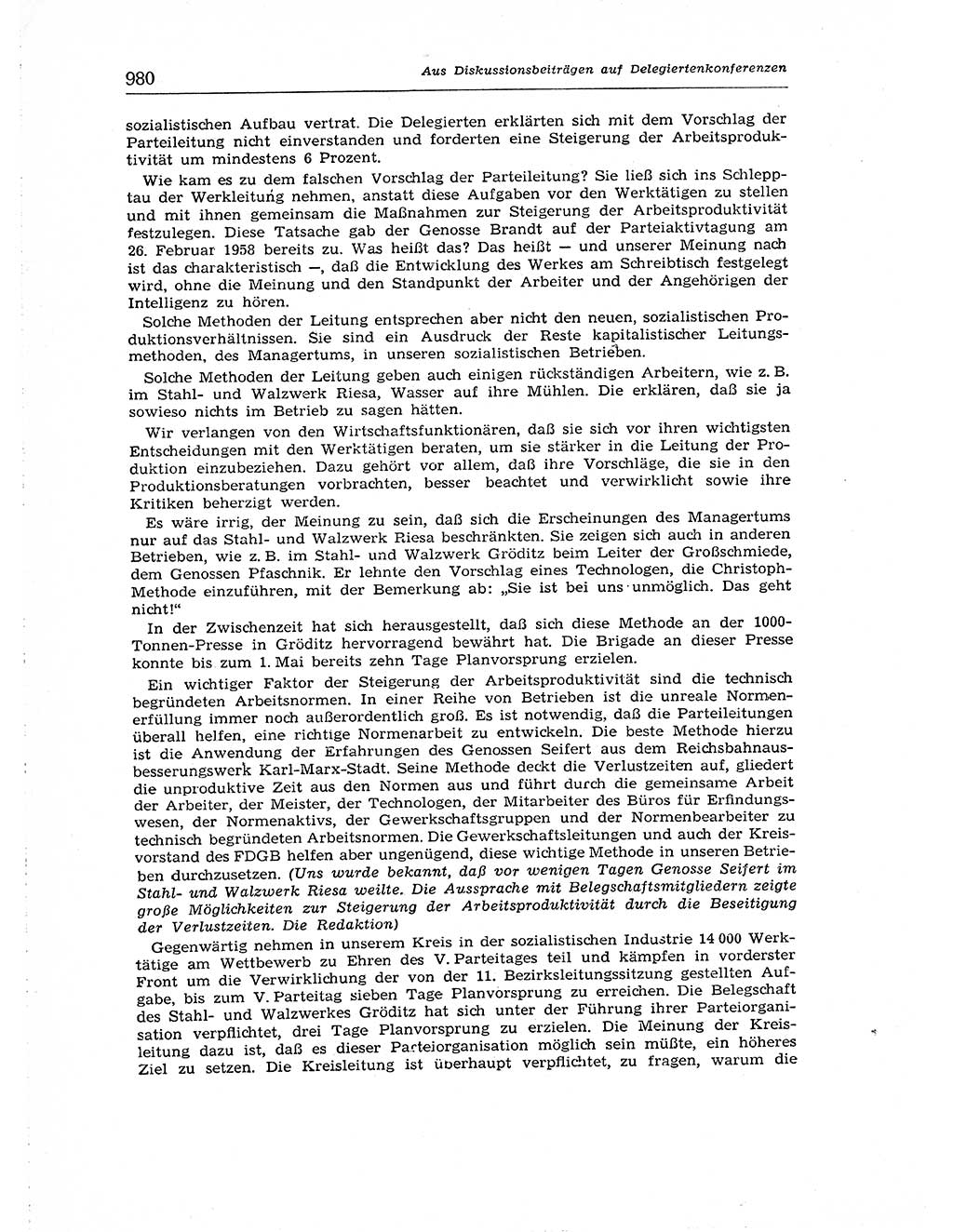 Neuer Weg (NW), Organ des Zentralkomitees (ZK) der SED (Sozialistische Einheitspartei Deutschlands) für Fragen des Parteiaufbaus und des Parteilebens, [Deutsche Demokratische Republik (DDR)] 13. Jahrgang 1958, Seite 980 (NW ZK SED DDR 1958, S. 980)