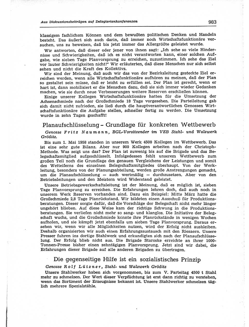 Neuer Weg (NW), Organ des Zentralkomitees (ZK) der SED (Sozialistische Einheitspartei Deutschlands) für Fragen des Parteiaufbaus und des Parteilebens, [Deutsche Demokratische Republik (DDR)] 13. Jahrgang 1958, Seite 983 (NW ZK SED DDR 1958, S. 983)