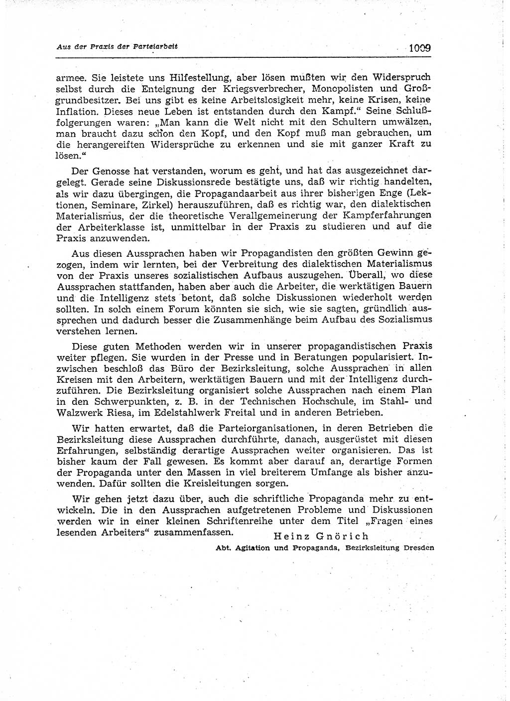 Neuer Weg (NW), Organ des Zentralkomitees (ZK) der SED (Sozialistische Einheitspartei Deutschlands) für Fragen des Parteiaufbaus und des Parteilebens, [Deutsche Demokratische Republik (DDR)] 13. Jahrgang 1958, Seite 1009 (NW ZK SED DDR 1958, S. 1009)