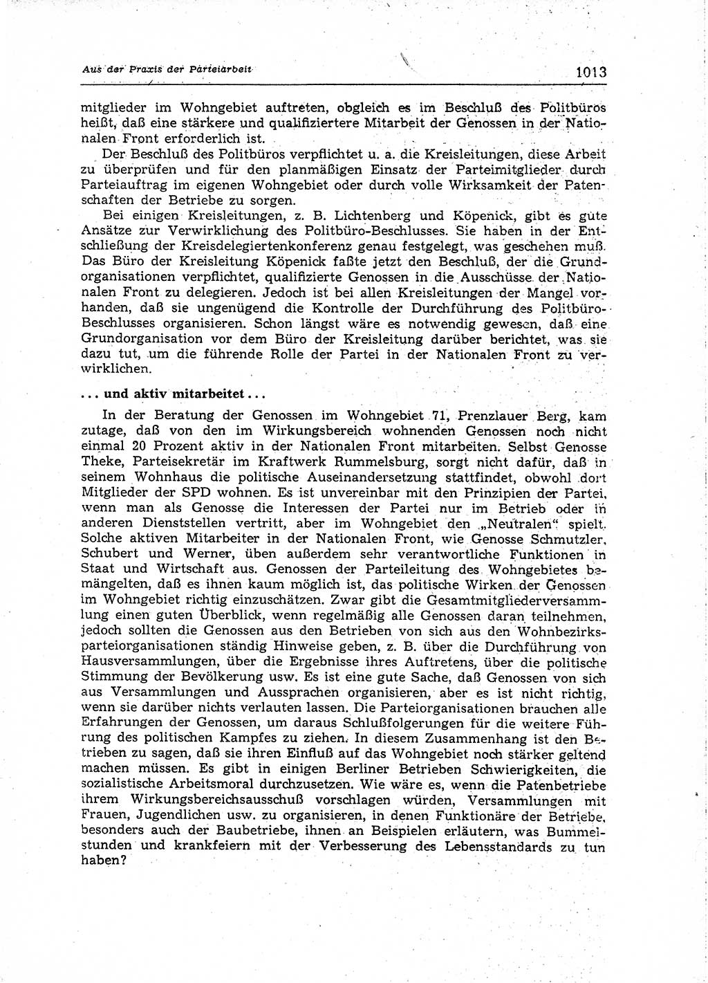 Neuer Weg (NW), Organ des Zentralkomitees (ZK) der SED (Sozialistische Einheitspartei Deutschlands) für Fragen des Parteiaufbaus und des Parteilebens, [Deutsche Demokratische Republik (DDR)] 13. Jahrgang 1958, Seite 1013 (NW ZK SED DDR 1958, S. 1013)