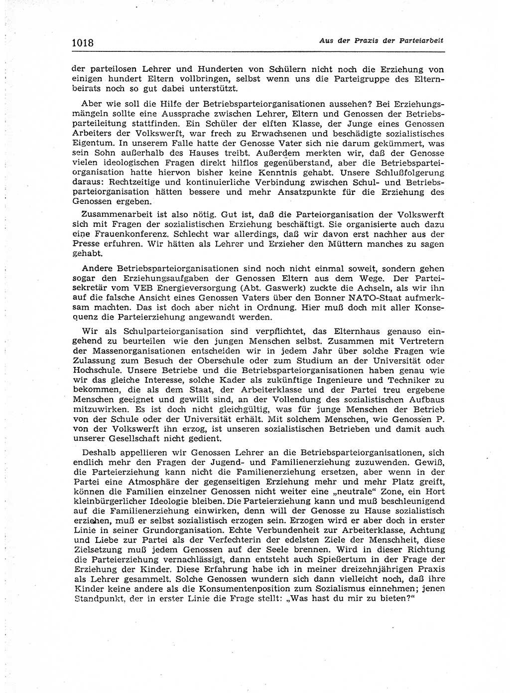 Neuer Weg (NW), Organ des Zentralkomitees (ZK) der SED (Sozialistische Einheitspartei Deutschlands) für Fragen des Parteiaufbaus und des Parteilebens, [Deutsche Demokratische Republik (DDR)] 13. Jahrgang 1958, Seite 1018 (NW ZK SED DDR 1958, S. 1018)