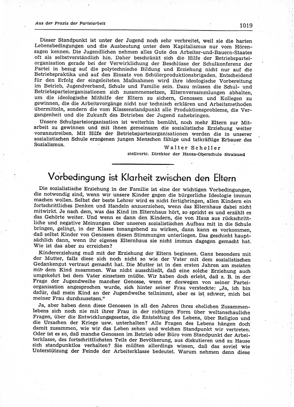 Neuer Weg (NW), Organ des Zentralkomitees (ZK) der SED (Sozialistische Einheitspartei Deutschlands) für Fragen des Parteiaufbaus und des Parteilebens, [Deutsche Demokratische Republik (DDR)] 13. Jahrgang 1958, Seite 1019 (NW ZK SED DDR 1958, S. 1019)