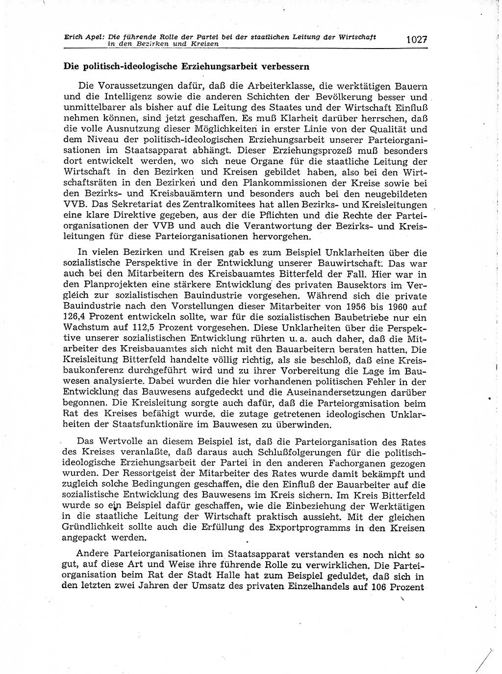 Neuer Weg (NW), Organ des Zentralkomitees (ZK) der SED (Sozialistische Einheitspartei Deutschlands) für Fragen des Parteiaufbaus und des Parteilebens, [Deutsche Demokratische Republik (DDR)] 13. Jahrgang 1958, Seite 1027 (NW ZK SED DDR 1958, S. 1027)