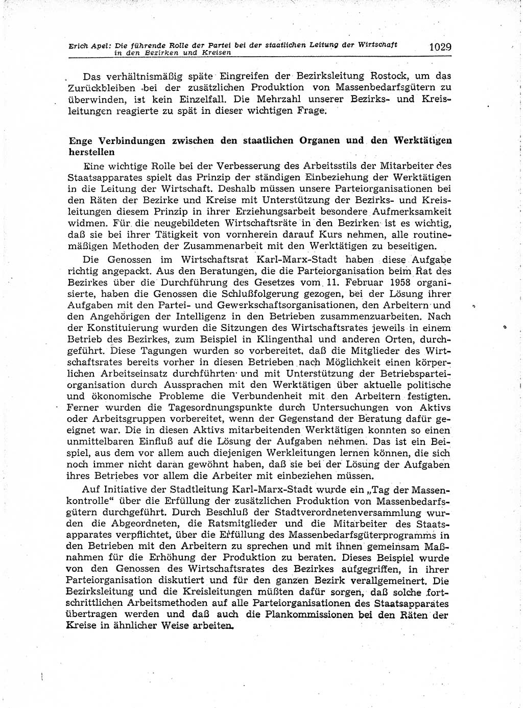 Neuer Weg (NW), Organ des Zentralkomitees (ZK) der SED (Sozialistische Einheitspartei Deutschlands) für Fragen des Parteiaufbaus und des Parteilebens, [Deutsche Demokratische Republik (DDR)] 13. Jahrgang 1958, Seite 1029 (NW ZK SED DDR 1958, S. 1029)