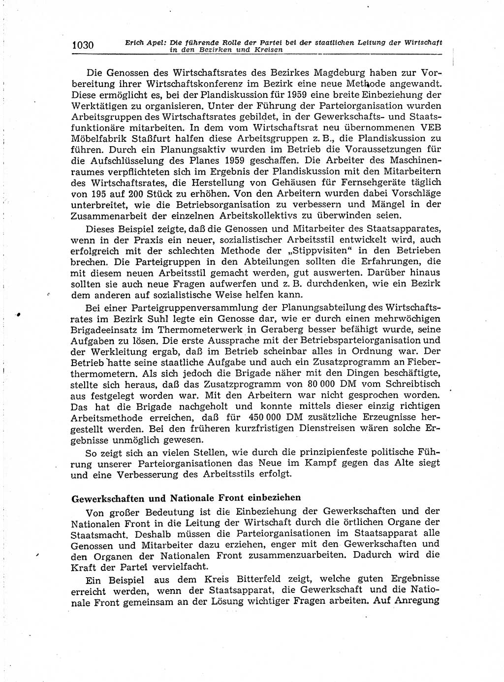 Neuer Weg (NW), Organ des Zentralkomitees (ZK) der SED (Sozialistische Einheitspartei Deutschlands) für Fragen des Parteiaufbaus und des Parteilebens, [Deutsche Demokratische Republik (DDR)] 13. Jahrgang 1958, Seite 1030 (NW ZK SED DDR 1958, S. 1030)