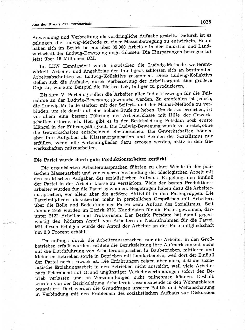 Neuer Weg (NW), Organ des Zentralkomitees (ZK) der SED (Sozialistische Einheitspartei Deutschlands) für Fragen des Parteiaufbaus und des Parteilebens, [Deutsche Demokratische Republik (DDR)] 13. Jahrgang 1958, Seite 1035 (NW ZK SED DDR 1958, S. 1035)