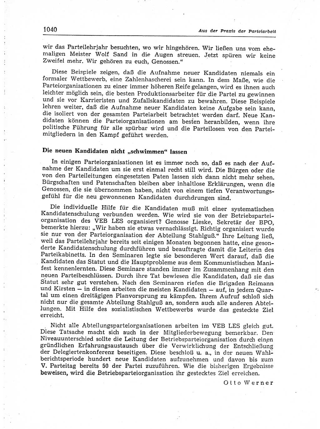 Neuer Weg (NW), Organ des Zentralkomitees (ZK) der SED (Sozialistische Einheitspartei Deutschlands) für Fragen des Parteiaufbaus und des Parteilebens, [Deutsche Demokratische Republik (DDR)] 13. Jahrgang 1958, Seite 1040 (NW ZK SED DDR 1958, S. 1040)