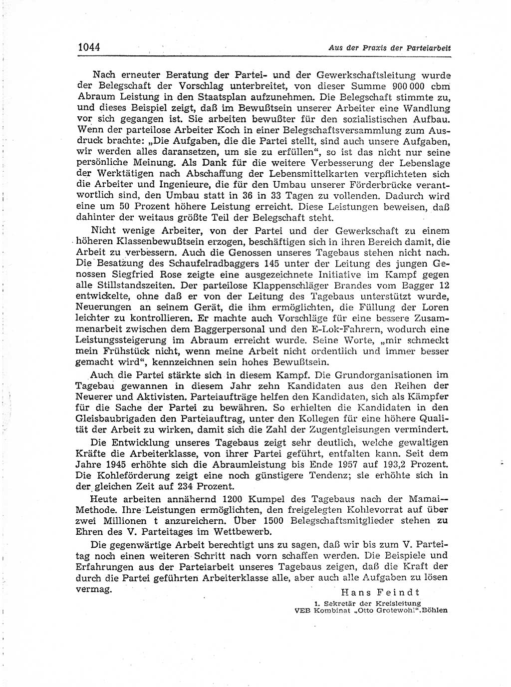 Neuer Weg (NW), Organ des Zentralkomitees (ZK) der SED (Sozialistische Einheitspartei Deutschlands) für Fragen des Parteiaufbaus und des Parteilebens, [Deutsche Demokratische Republik (DDR)] 13. Jahrgang 1958, Seite 1044 (NW ZK SED DDR 1958, S. 1044)