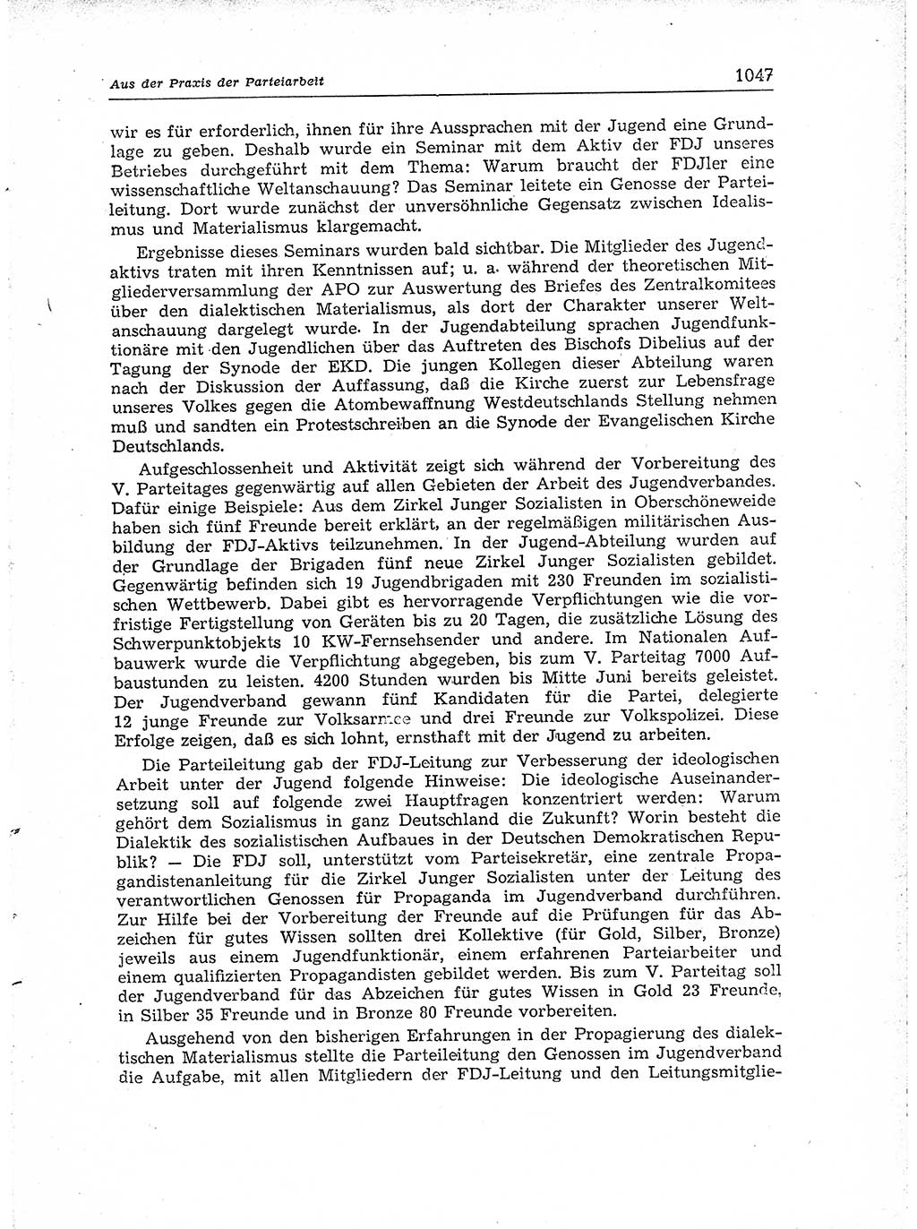 Neuer Weg (NW), Organ des Zentralkomitees (ZK) der SED (Sozialistische Einheitspartei Deutschlands) für Fragen des Parteiaufbaus und des Parteilebens, [Deutsche Demokratische Republik (DDR)] 13. Jahrgang 1958, Seite 1047 (NW ZK SED DDR 1958, S. 1047)