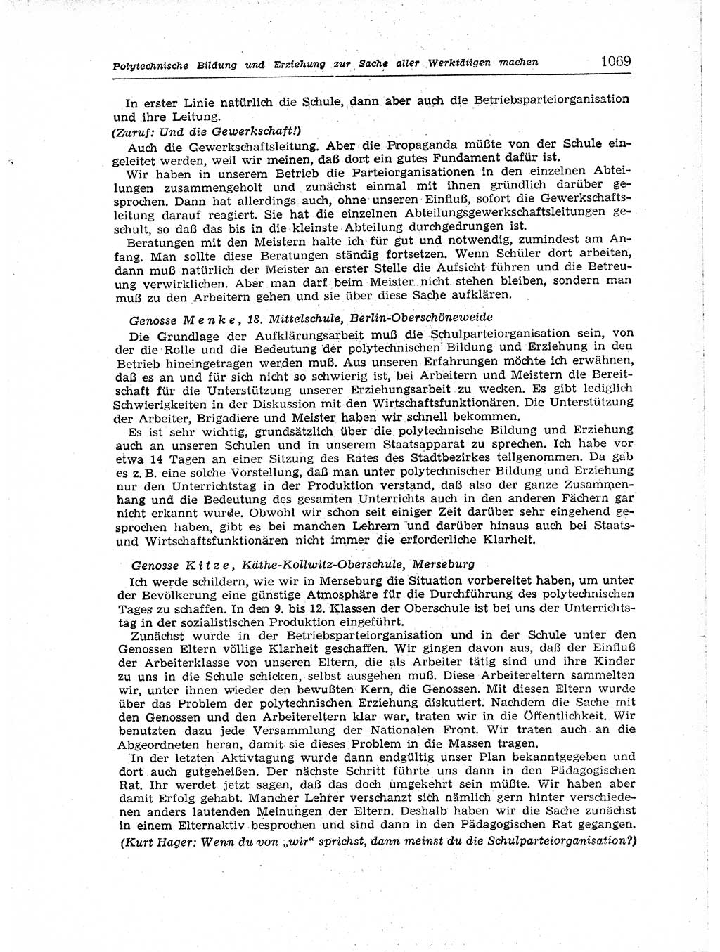 Neuer Weg (NW), Organ des Zentralkomitees (ZK) der SED (Sozialistische Einheitspartei Deutschlands) für Fragen des Parteiaufbaus und des Parteilebens, [Deutsche Demokratische Republik (DDR)] 13. Jahrgang 1958, Seite 1069 (NW ZK SED DDR 1958, S. 1069)