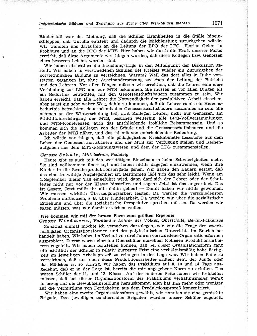 Neuer Weg (NW), Organ des Zentralkomitees (ZK) der SED (Sozialistische Einheitspartei Deutschlands) für Fragen des Parteiaufbaus und des Parteilebens, [Deutsche Demokratische Republik (DDR)] 13. Jahrgang 1958, Seite 1071 (NW ZK SED DDR 1958, S. 1071)