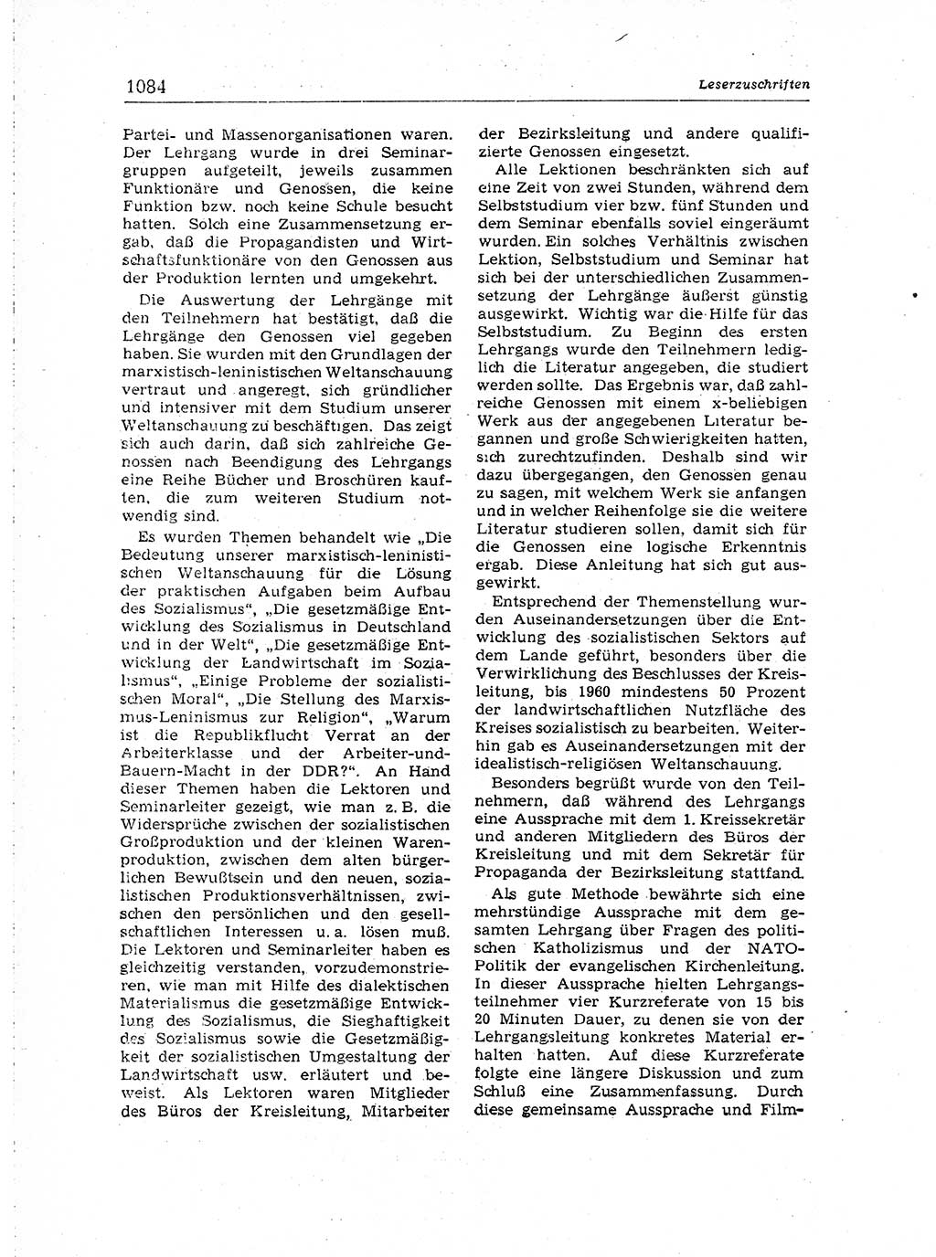 Neuer Weg (NW), Organ des Zentralkomitees (ZK) der SED (Sozialistische Einheitspartei Deutschlands) für Fragen des Parteiaufbaus und des Parteilebens, [Deutsche Demokratische Republik (DDR)] 13. Jahrgang 1958, Seite 1084 (NW ZK SED DDR 1958, S. 1084)