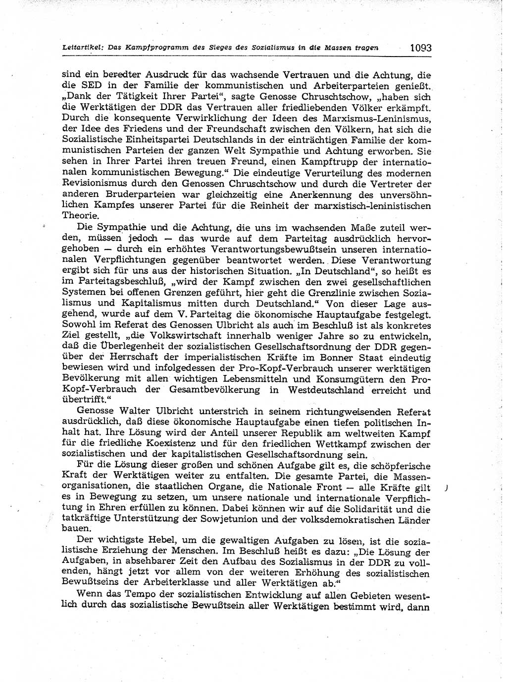 Neuer Weg (NW), Organ des Zentralkomitees (ZK) der SED (Sozialistische Einheitspartei Deutschlands) für Fragen des Parteiaufbaus und des Parteilebens, [Deutsche Demokratische Republik (DDR)] 13. Jahrgang 1958, Seite 1093 (NW ZK SED DDR 1958, S. 1093)