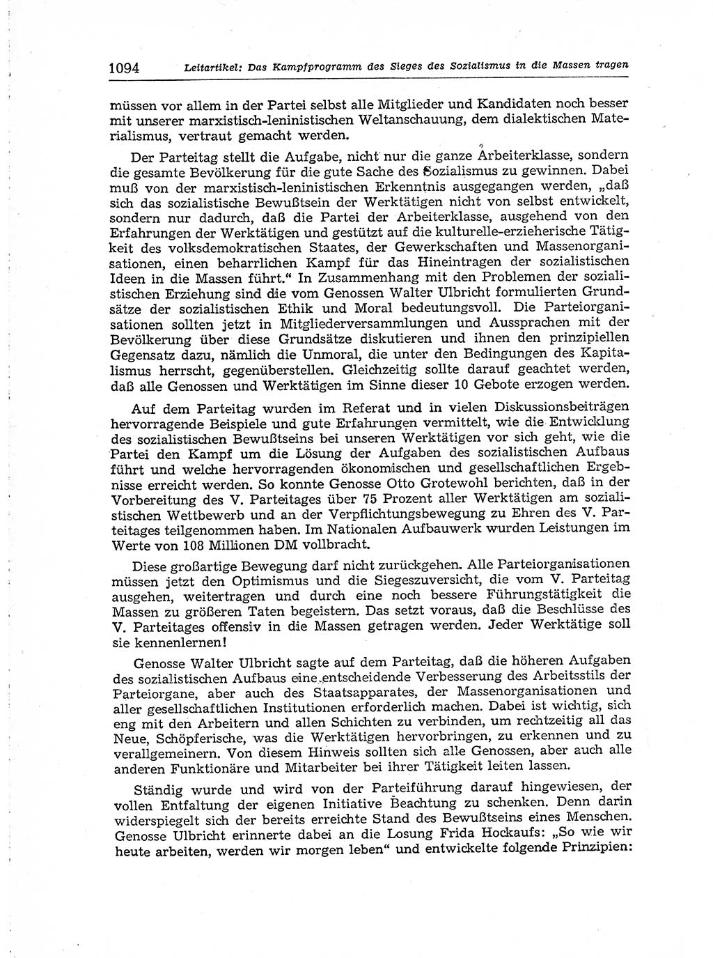 Neuer Weg (NW), Organ des Zentralkomitees (ZK) der SED (Sozialistische Einheitspartei Deutschlands) für Fragen des Parteiaufbaus und des Parteilebens, [Deutsche Demokratische Republik (DDR)] 13. Jahrgang 1958, Seite 1094 (NW ZK SED DDR 1958, S. 1094)