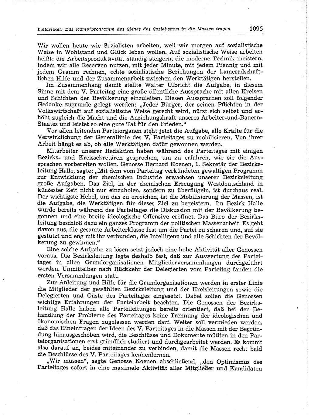 Neuer Weg (NW), Organ des Zentralkomitees (ZK) der SED (Sozialistische Einheitspartei Deutschlands) für Fragen des Parteiaufbaus und des Parteilebens, [Deutsche Demokratische Republik (DDR)] 13. Jahrgang 1958, Seite 1095 (NW ZK SED DDR 1958, S. 1095)