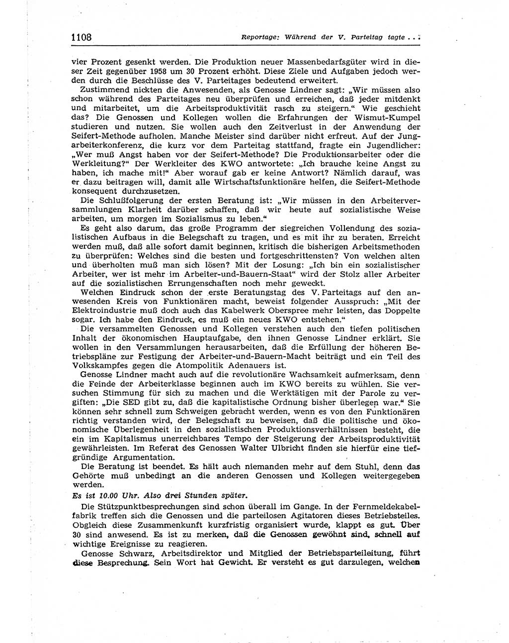 Neuer Weg (NW), Organ des Zentralkomitees (ZK) der SED (Sozialistische Einheitspartei Deutschlands) für Fragen des Parteiaufbaus und des Parteilebens, [Deutsche Demokratische Republik (DDR)] 13. Jahrgang 1958, Seite 1108 (NW ZK SED DDR 1958, S. 1108)