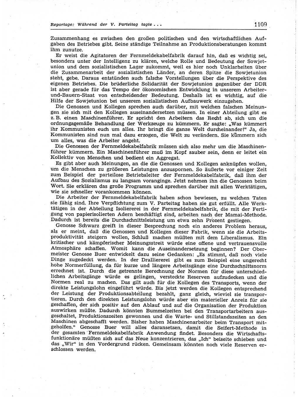Neuer Weg (NW), Organ des Zentralkomitees (ZK) der SED (Sozialistische Einheitspartei Deutschlands) für Fragen des Parteiaufbaus und des Parteilebens, [Deutsche Demokratische Republik (DDR)] 13. Jahrgang 1958, Seite 1109 (NW ZK SED DDR 1958, S. 1109)