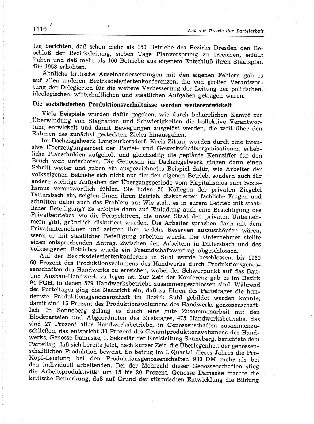 Neuer Weg (NW), Organ des Zentralkomitees (ZK) der SED (Sozialistische Einheitspartei Deutschlands) für Fragen des Parteiaufbaus und des Parteilebens, [Deutsche Demokratische Republik (DDR)] 13. Jahrgang 1958, Seite 1116 (NW ZK SED DDR 1958, S. 1116)