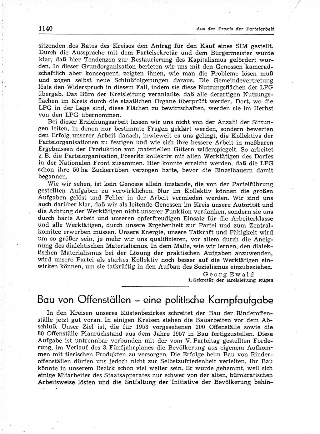 Neuer Weg (NW), Organ des Zentralkomitees (ZK) der SED (Sozialistische Einheitspartei Deutschlands) für Fragen des Parteiaufbaus und des Parteilebens, [Deutsche Demokratische Republik (DDR)] 13. Jahrgang 1958, Seite 1140 (NW ZK SED DDR 1958, S. 1140)