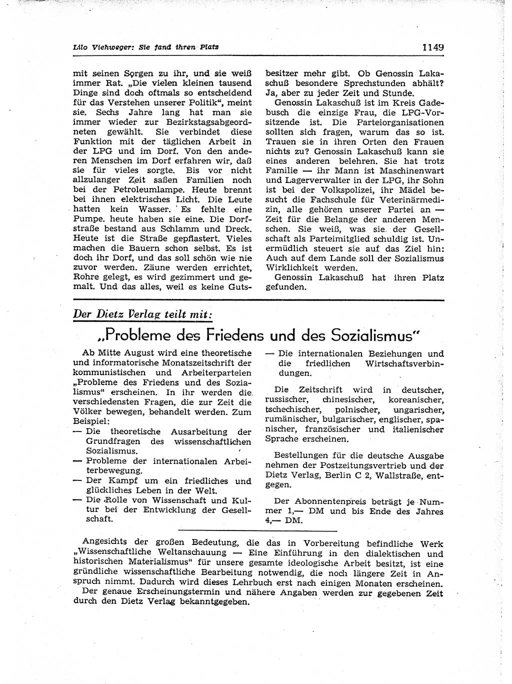 Neuer Weg (NW), Organ des Zentralkomitees (ZK) der SED (Sozialistische Einheitspartei Deutschlands) für Fragen des Parteiaufbaus und des Parteilebens, [Deutsche Demokratische Republik (DDR)] 13. Jahrgang 1958, Seite 1149 (NW ZK SED DDR 1958, S. 1149)