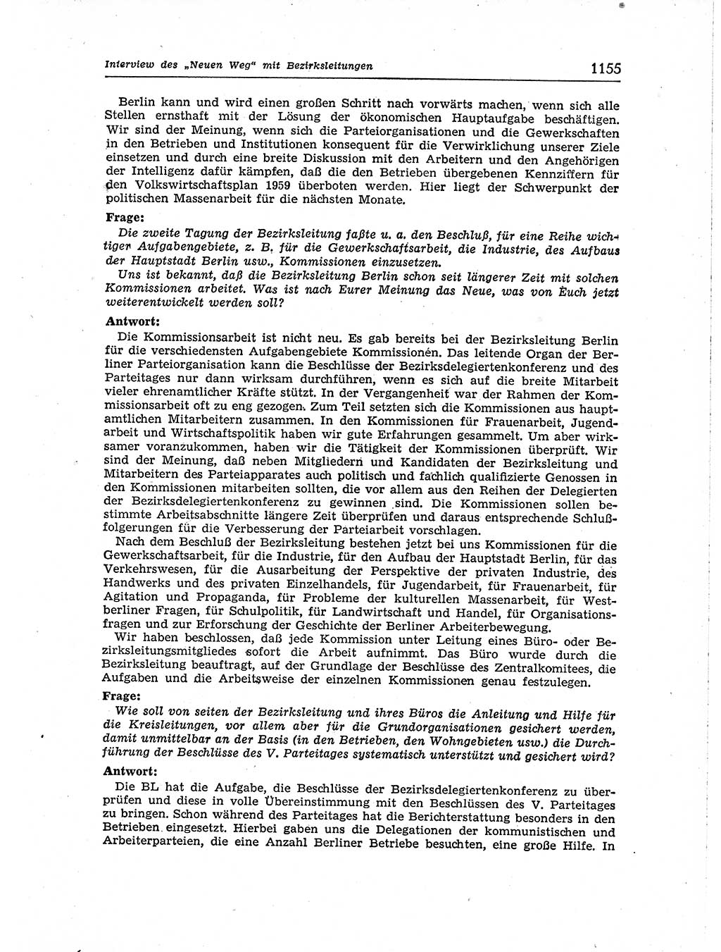 Neuer Weg (NW), Organ des Zentralkomitees (ZK) der SED (Sozialistische Einheitspartei Deutschlands) für Fragen des Parteiaufbaus und des Parteilebens, [Deutsche Demokratische Republik (DDR)] 13. Jahrgang 1958, Seite 1155 (NW ZK SED DDR 1958, S. 1155)