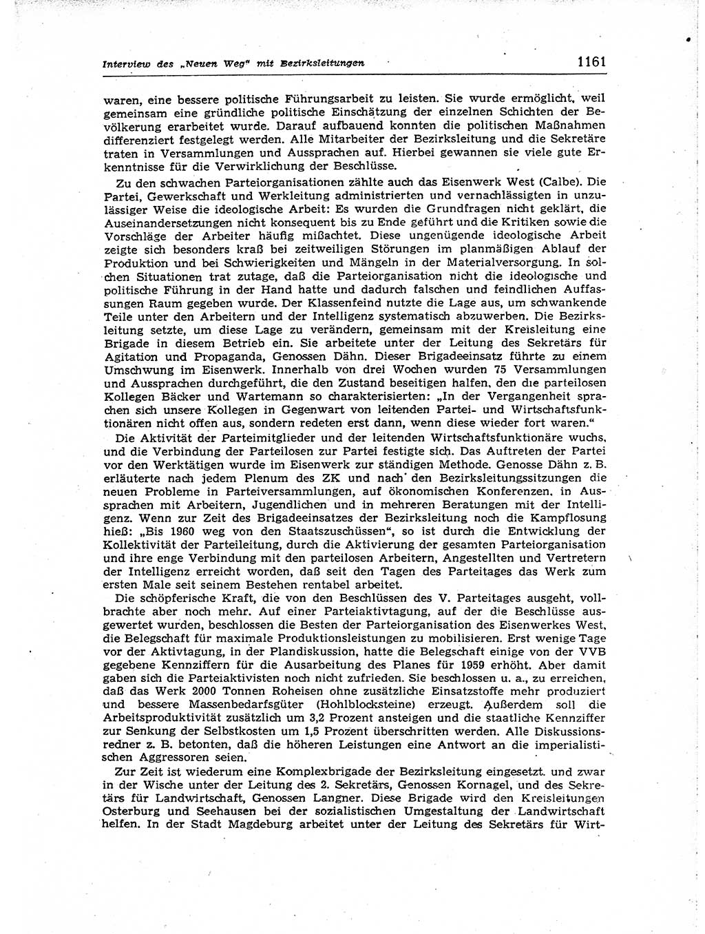 Neuer Weg (NW), Organ des Zentralkomitees (ZK) der SED (Sozialistische Einheitspartei Deutschlands) für Fragen des Parteiaufbaus und des Parteilebens, [Deutsche Demokratische Republik (DDR)] 13. Jahrgang 1958, Seite 1161 (NW ZK SED DDR 1958, S. 1161)