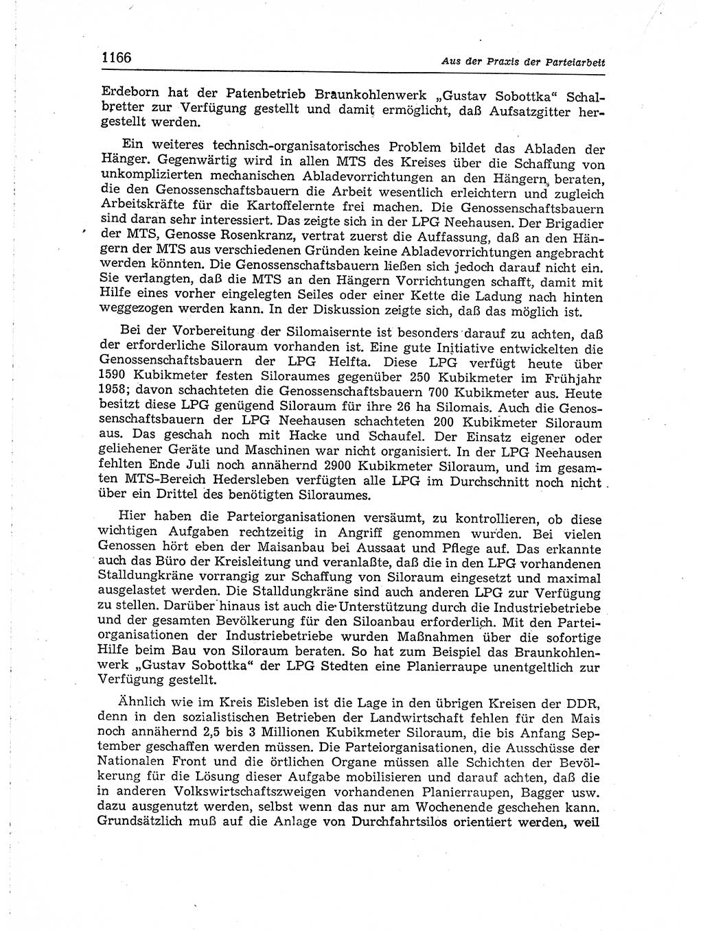 Neuer Weg (NW), Organ des Zentralkomitees (ZK) der SED (Sozialistische Einheitspartei Deutschlands) für Fragen des Parteiaufbaus und des Parteilebens, [Deutsche Demokratische Republik (DDR)] 13. Jahrgang 1958, Seite 1166 (NW ZK SED DDR 1958, S. 1166)