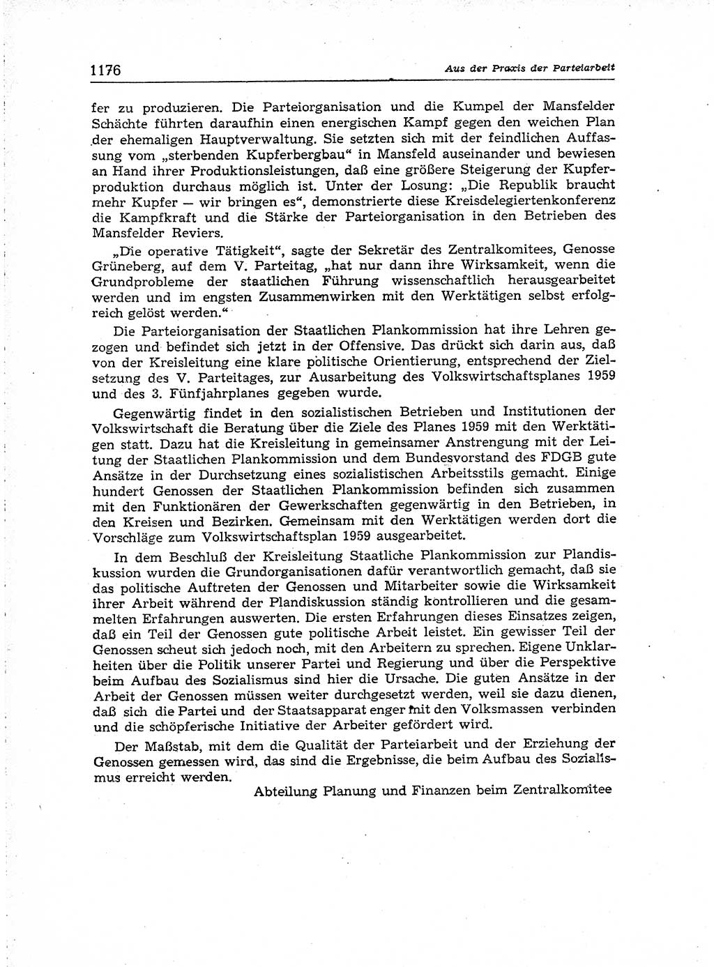 Neuer Weg (NW), Organ des Zentralkomitees (ZK) der SED (Sozialistische Einheitspartei Deutschlands) für Fragen des Parteiaufbaus und des Parteilebens, [Deutsche Demokratische Republik (DDR)] 13. Jahrgang 1958, Seite 1176 (NW ZK SED DDR 1958, S. 1176)