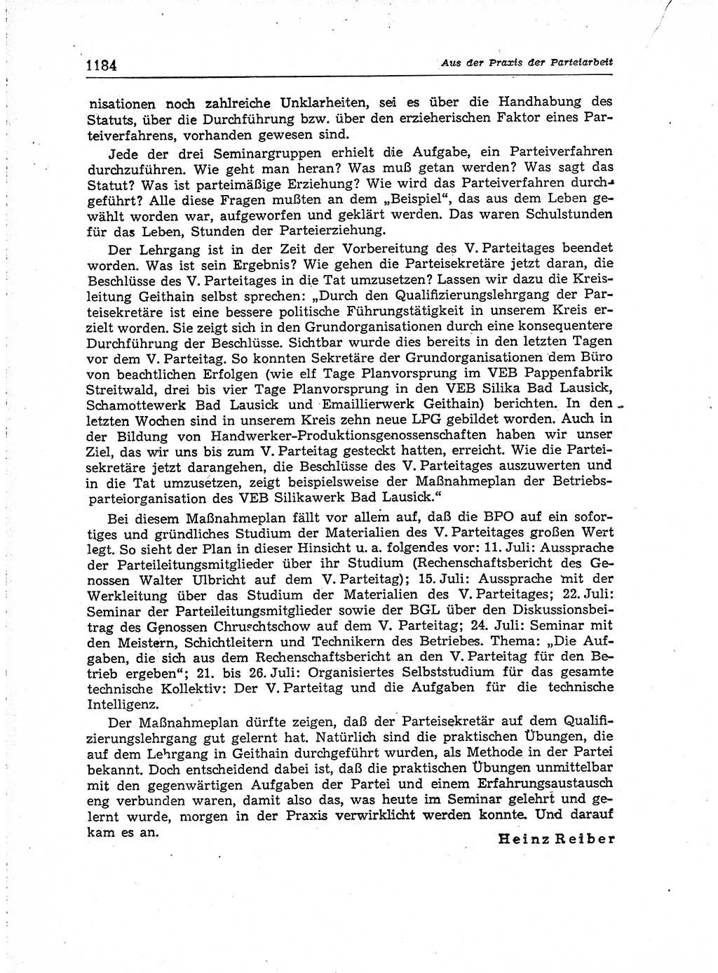 Neuer Weg (NW), Organ des Zentralkomitees (ZK) der SED (Sozialistische Einheitspartei Deutschlands) für Fragen des Parteiaufbaus und des Parteilebens, [Deutsche Demokratische Republik (DDR)] 13. Jahrgang 1958, Seite 1184 (NW ZK SED DDR 1958, S. 1184)