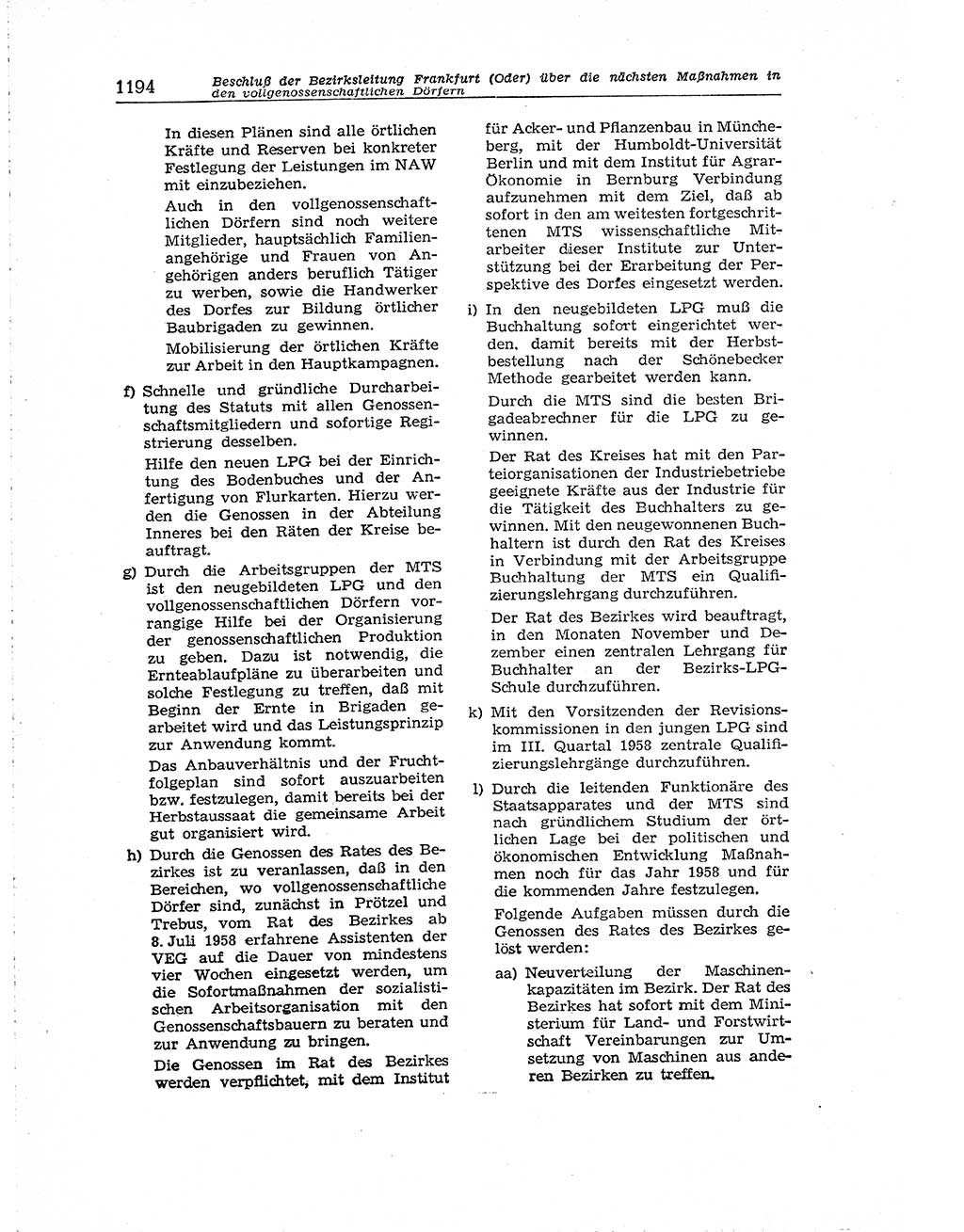Neuer Weg (NW), Organ des Zentralkomitees (ZK) der SED (Sozialistische Einheitspartei Deutschlands) für Fragen des Parteiaufbaus und des Parteilebens, [Deutsche Demokratische Republik (DDR)] 13. Jahrgang 1958, Seite 1194 (NW ZK SED DDR 1958, S. 1194)