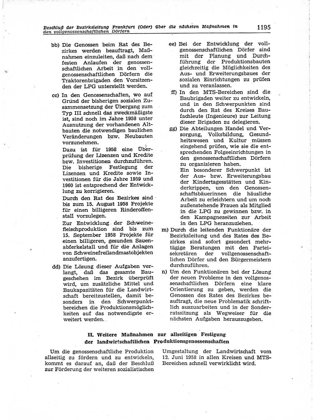 Neuer Weg (NW), Organ des Zentralkomitees (ZK) der SED (Sozialistische Einheitspartei Deutschlands) für Fragen des Parteiaufbaus und des Parteilebens, [Deutsche Demokratische Republik (DDR)] 13. Jahrgang 1958, Seite 1195 (NW ZK SED DDR 1958, S. 1195)