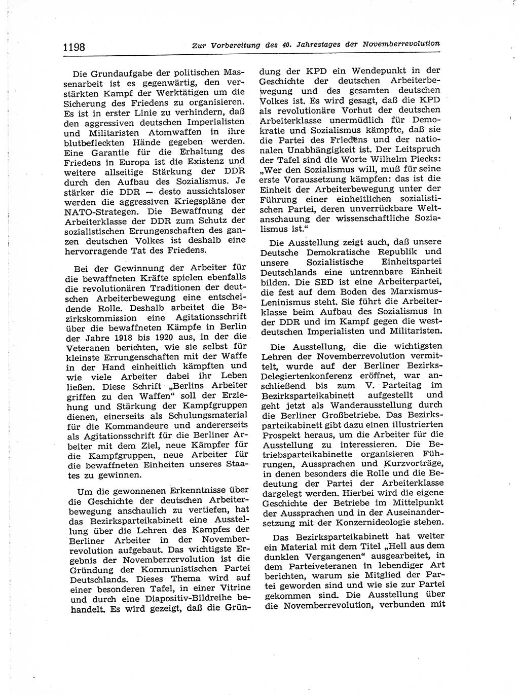 Neuer Weg (NW), Organ des Zentralkomitees (ZK) der SED (Sozialistische Einheitspartei Deutschlands) für Fragen des Parteiaufbaus und des Parteilebens, [Deutsche Demokratische Republik (DDR)] 13. Jahrgang 1958, Seite 1198 (NW ZK SED DDR 1958, S. 1198)