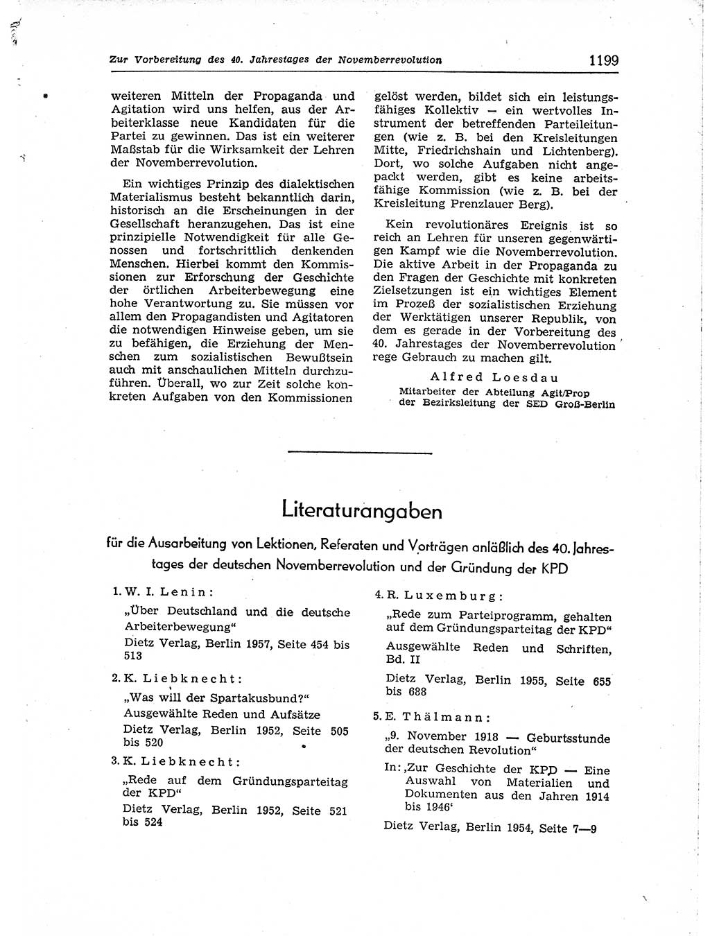 Neuer Weg (NW), Organ des Zentralkomitees (ZK) der SED (Sozialistische Einheitspartei Deutschlands) für Fragen des Parteiaufbaus und des Parteilebens, [Deutsche Demokratische Republik (DDR)] 13. Jahrgang 1958, Seite 1199 (NW ZK SED DDR 1958, S. 1199)