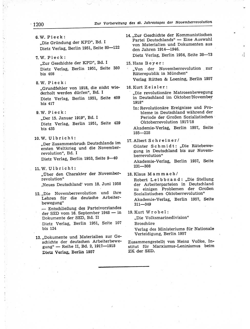 Neuer Weg (NW), Organ des Zentralkomitees (ZK) der SED (Sozialistische Einheitspartei Deutschlands) für Fragen des Parteiaufbaus und des Parteilebens, [Deutsche Demokratische Republik (DDR)] 13. Jahrgang 1958, Seite 1200 (NW ZK SED DDR 1958, S. 1200)