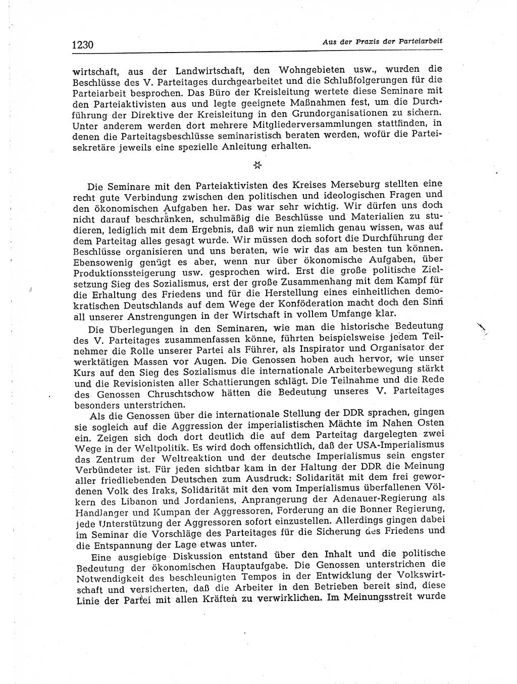 Neuer Weg (NW), Organ des Zentralkomitees (ZK) der SED (Sozialistische Einheitspartei Deutschlands) für Fragen des Parteiaufbaus und des Parteilebens, [Deutsche Demokratische Republik (DDR)] 13. Jahrgang 1958, Seite 1230 (NW ZK SED DDR 1958, S. 1230)